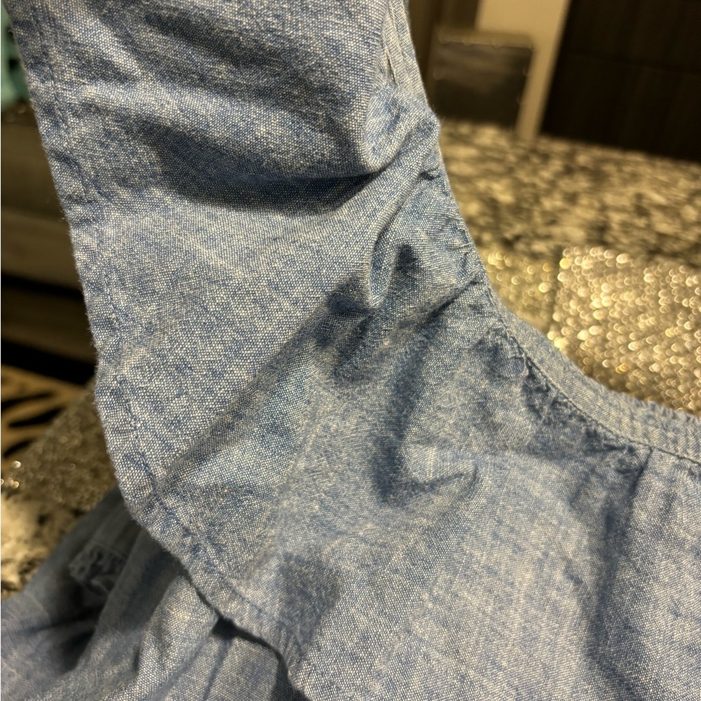 LOFT Light Blue Cropped Wide-Leg Pants and Ruffle Crop Top Set - Picture 4 of 4